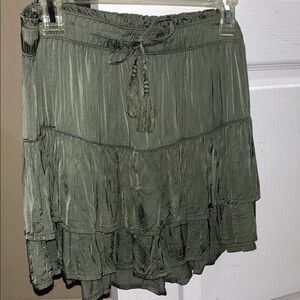 Aerie Olive Green Tiered Skirt